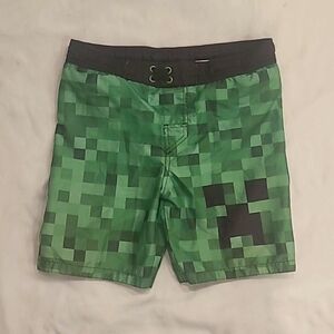 Minecraft boys swim trunks szS green/black